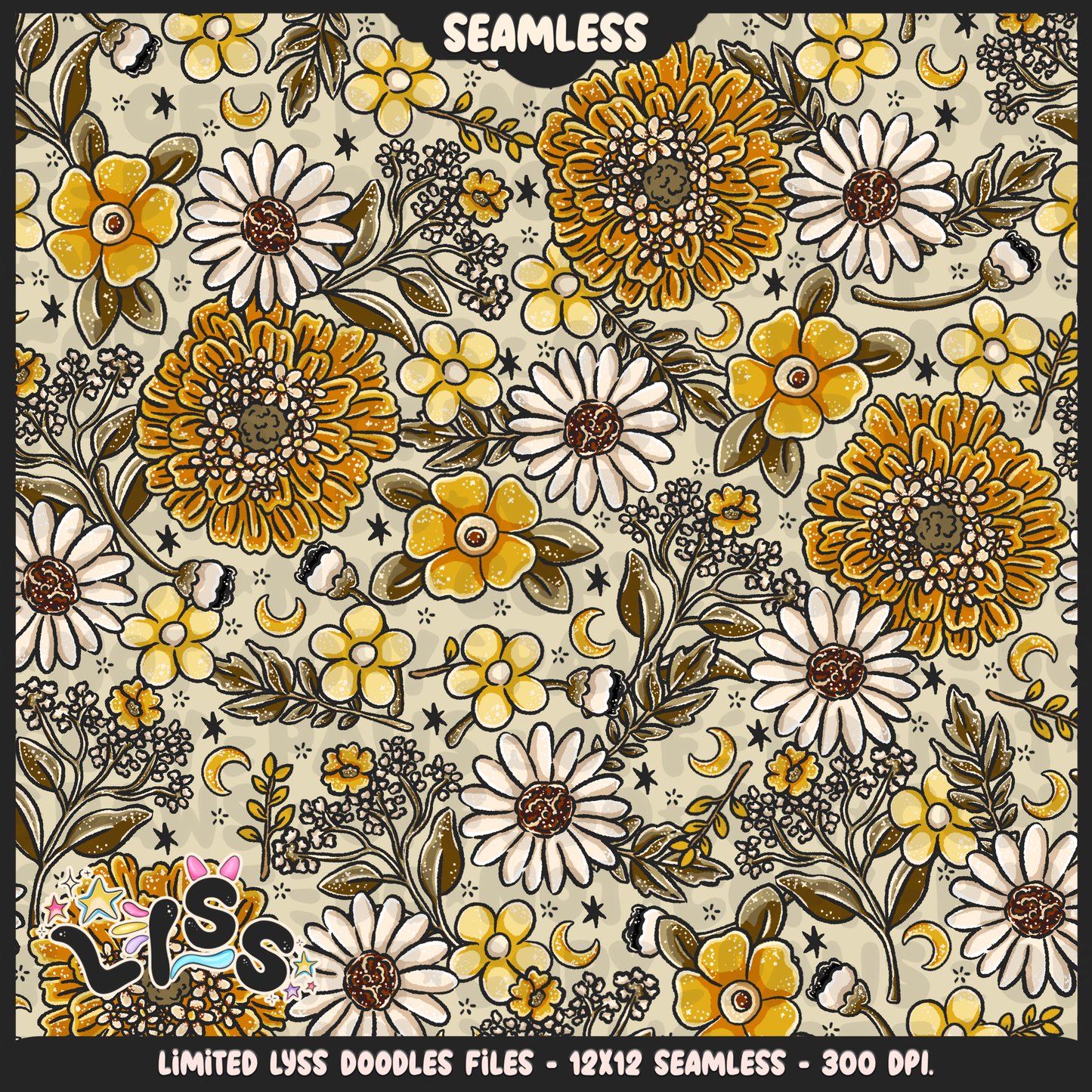 2024 - Lyss Doodles - Seamless - Mains - Moonlit Garden - 24LD071