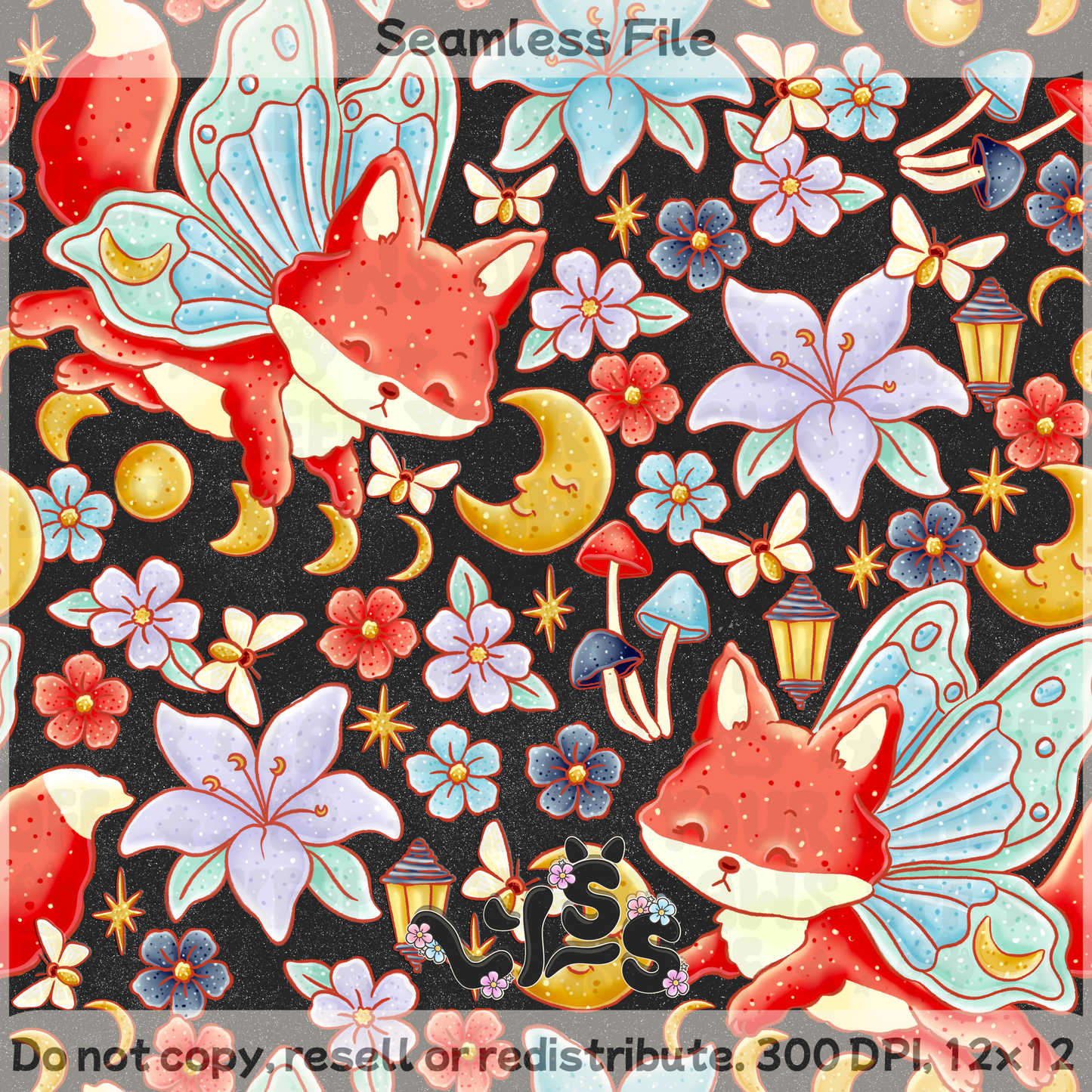 2025 - Lyss Doodles - Seamless - Moth Fox - 25LD062