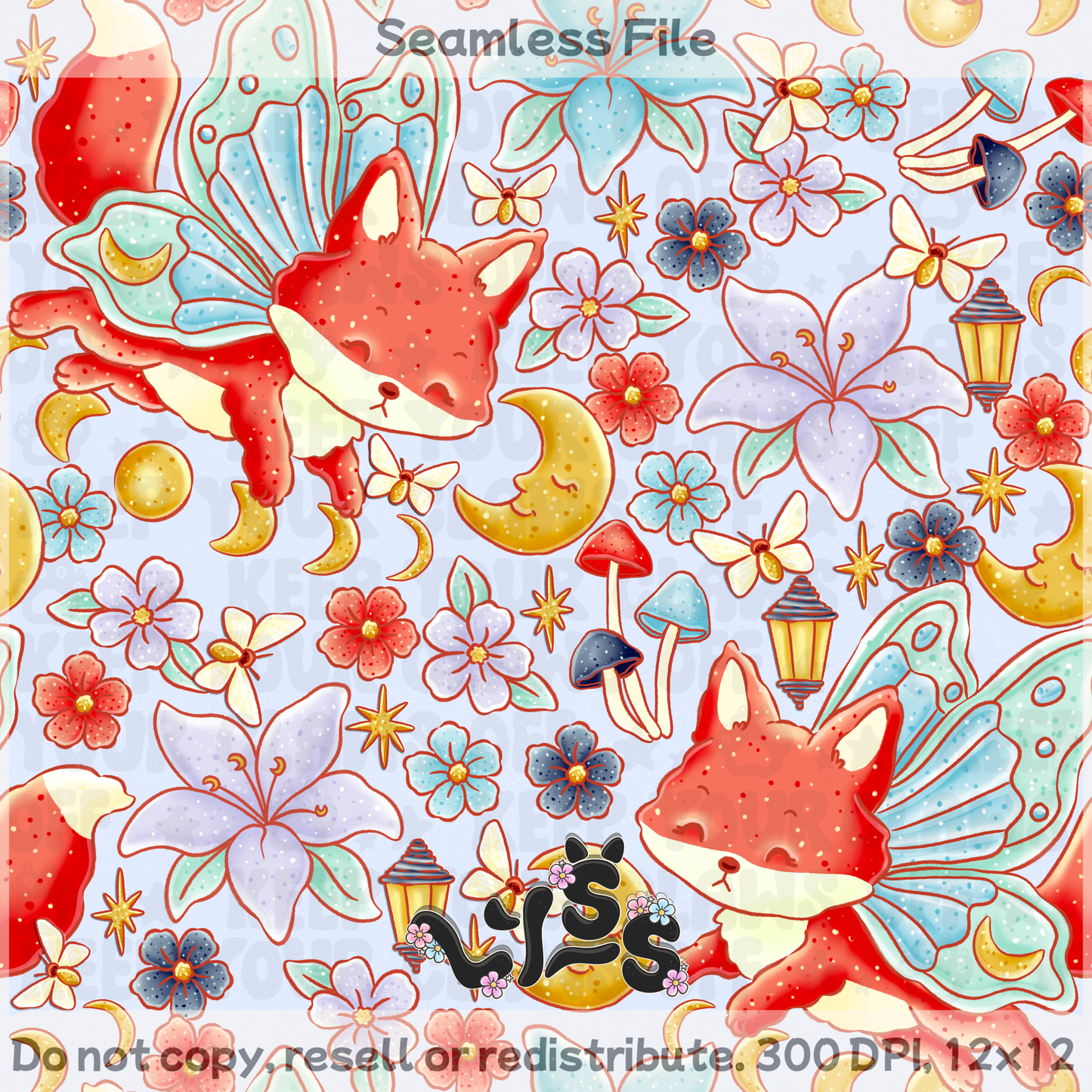 2025 - Lyss Doodles - Seamless - Moth Fox - 25LD062
