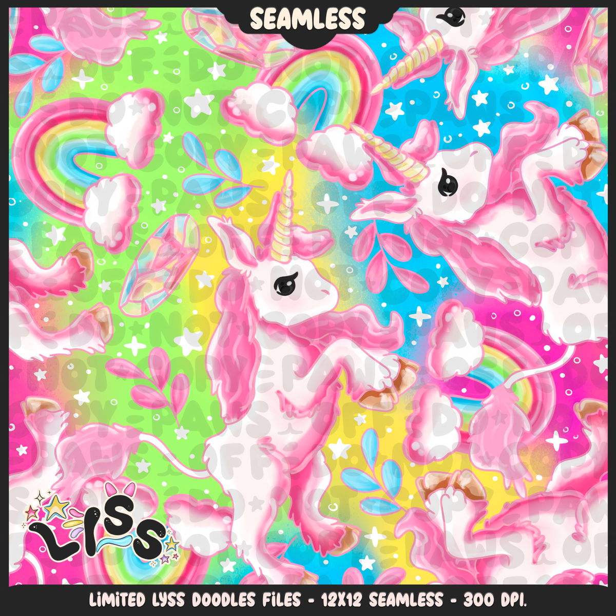 2024 - Lyss Doodles - Seamless - Mains - Mythical Unicorns - 24LD032