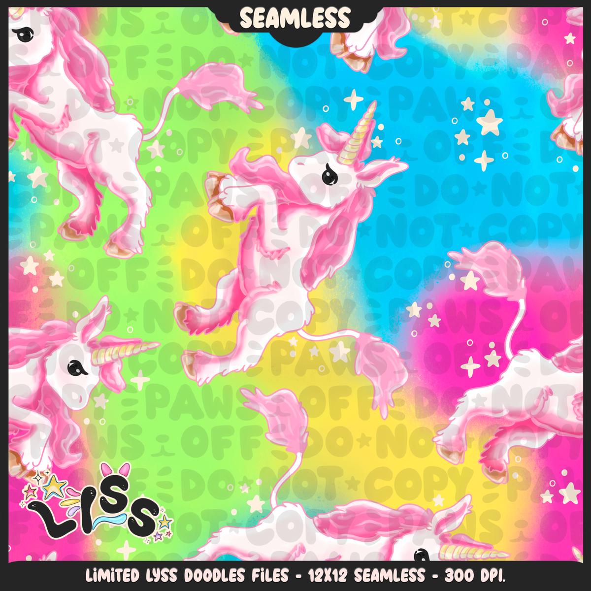 2024 - Lyss Doodles - Seamless - Mains - Mythical Unicorns - 24LD032