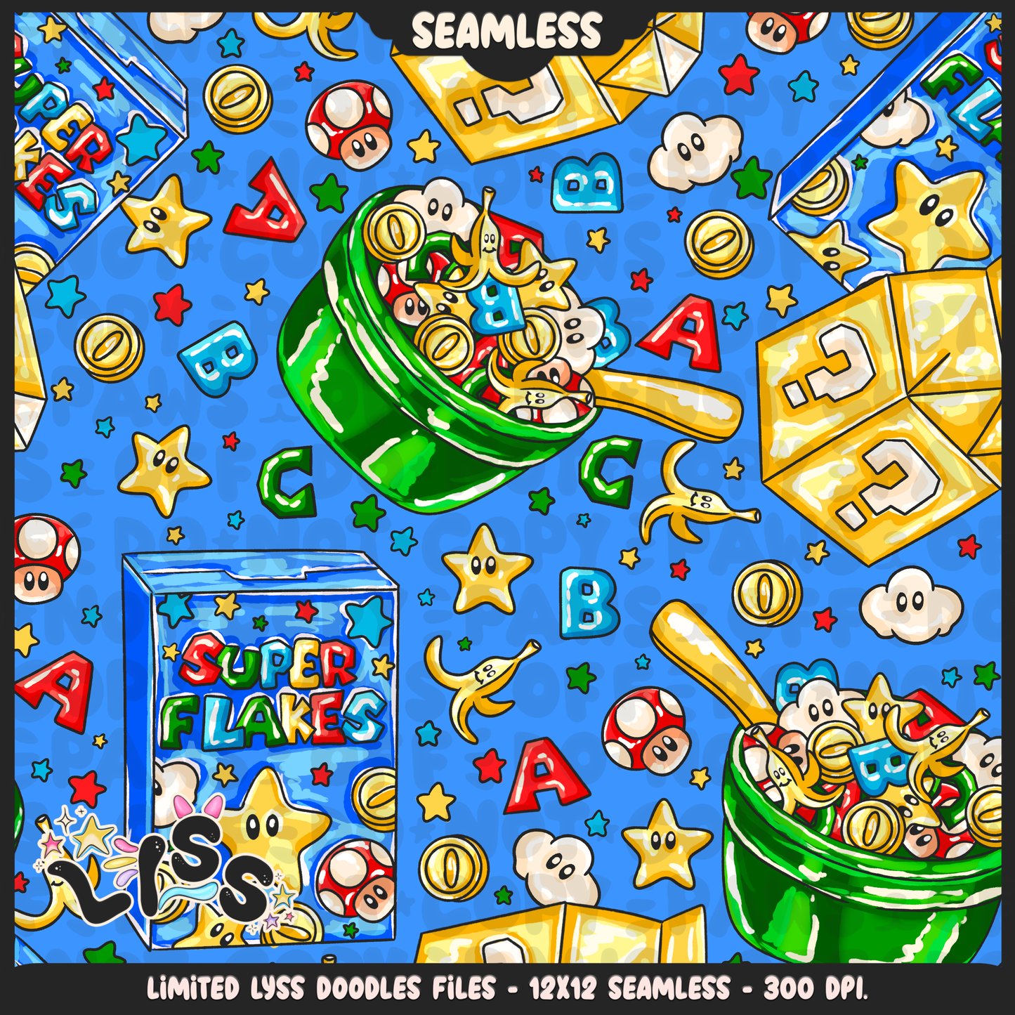 2024 - Lyss Doodles - Seamless - Mains - National Cereal Day - 24LD026