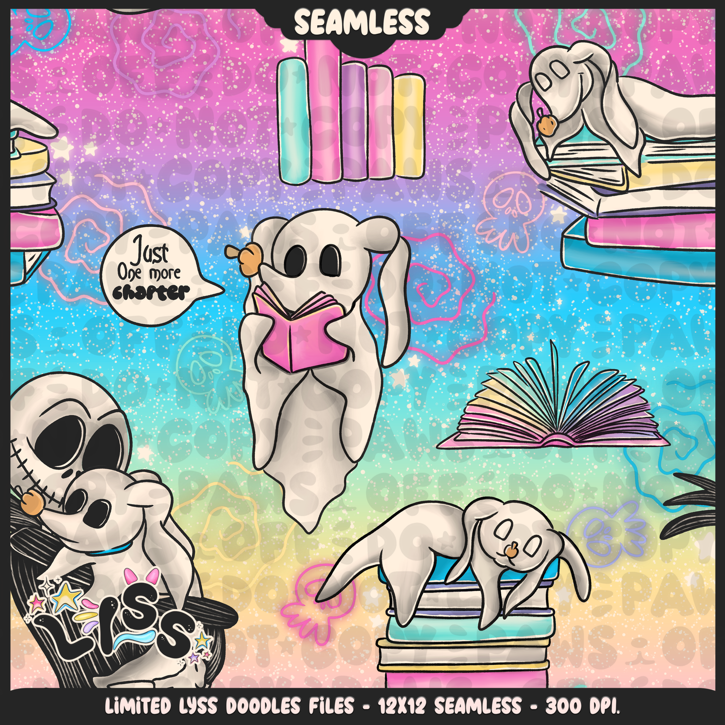 2024 - Lyss Doodles - Seamless - Mains - Reading Nightmare - 24LD017