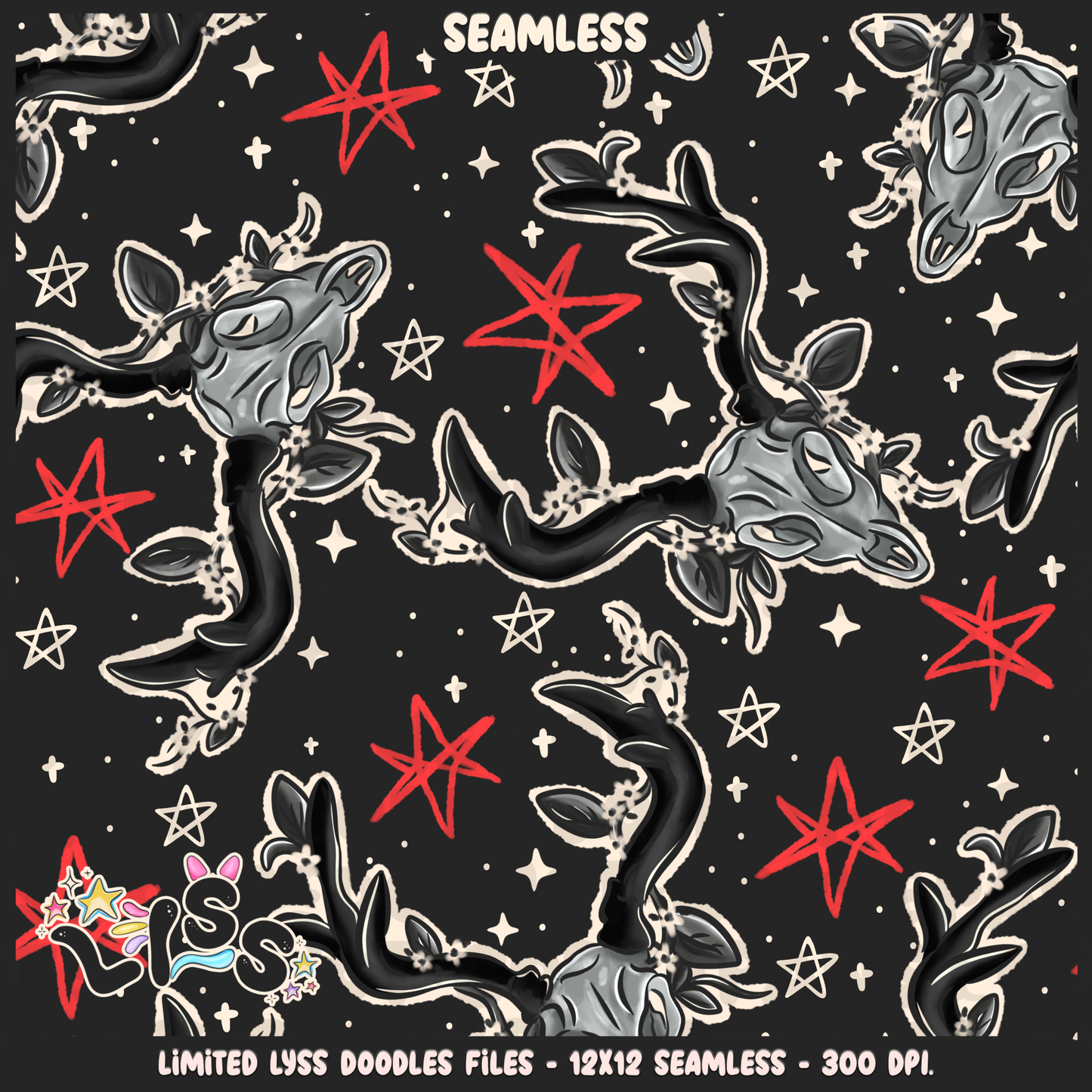 2024 - Lyss Doodles - Seamless - Mains - SCREAMO COLLAB - 24LD038