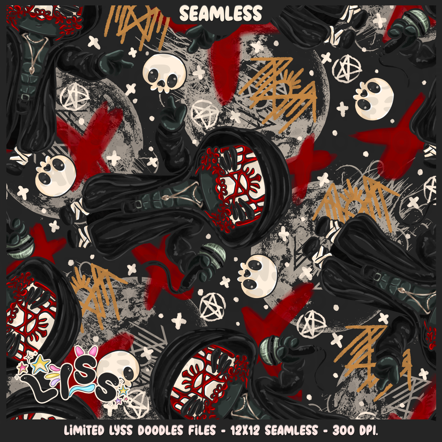 2024 - Lyss Doodles - Seamless - Mains - SCREAMO COLLAB - 24LD039