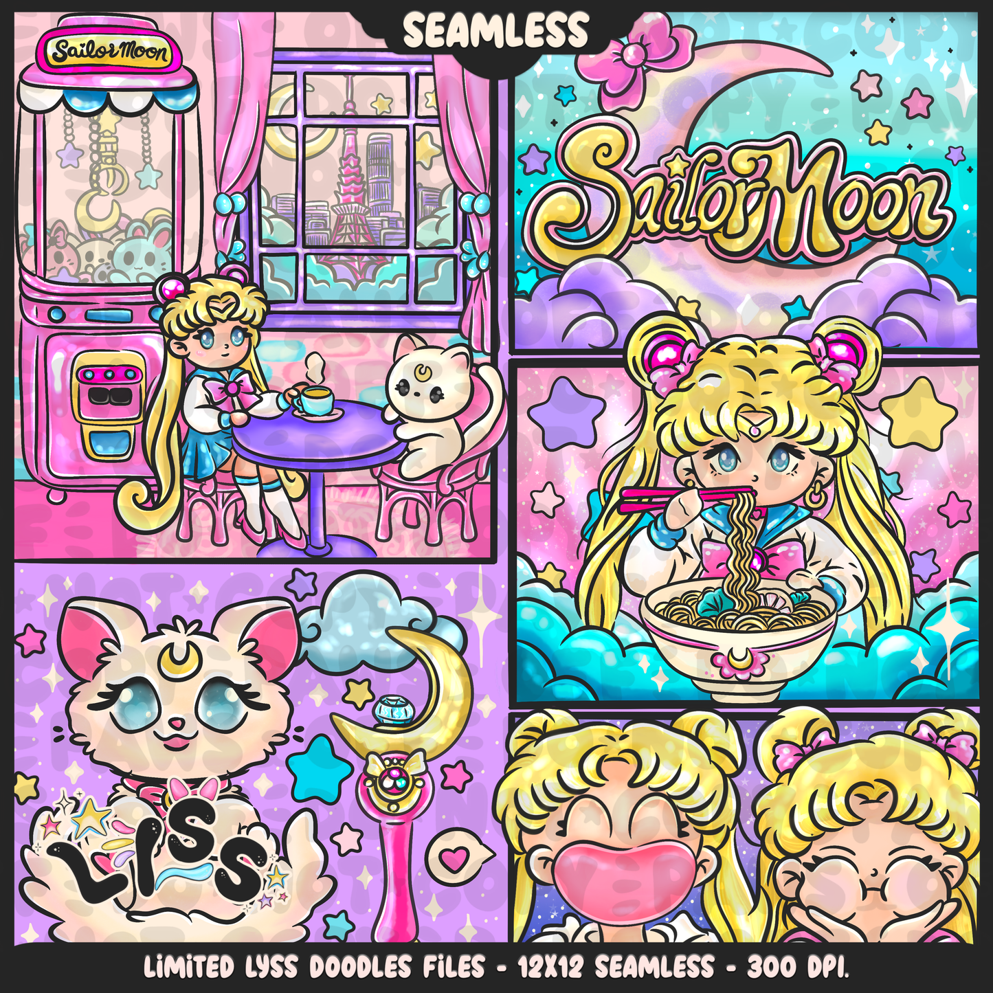 2024 - Lyss Doodles - Seamless - Mains - Moon Cafe