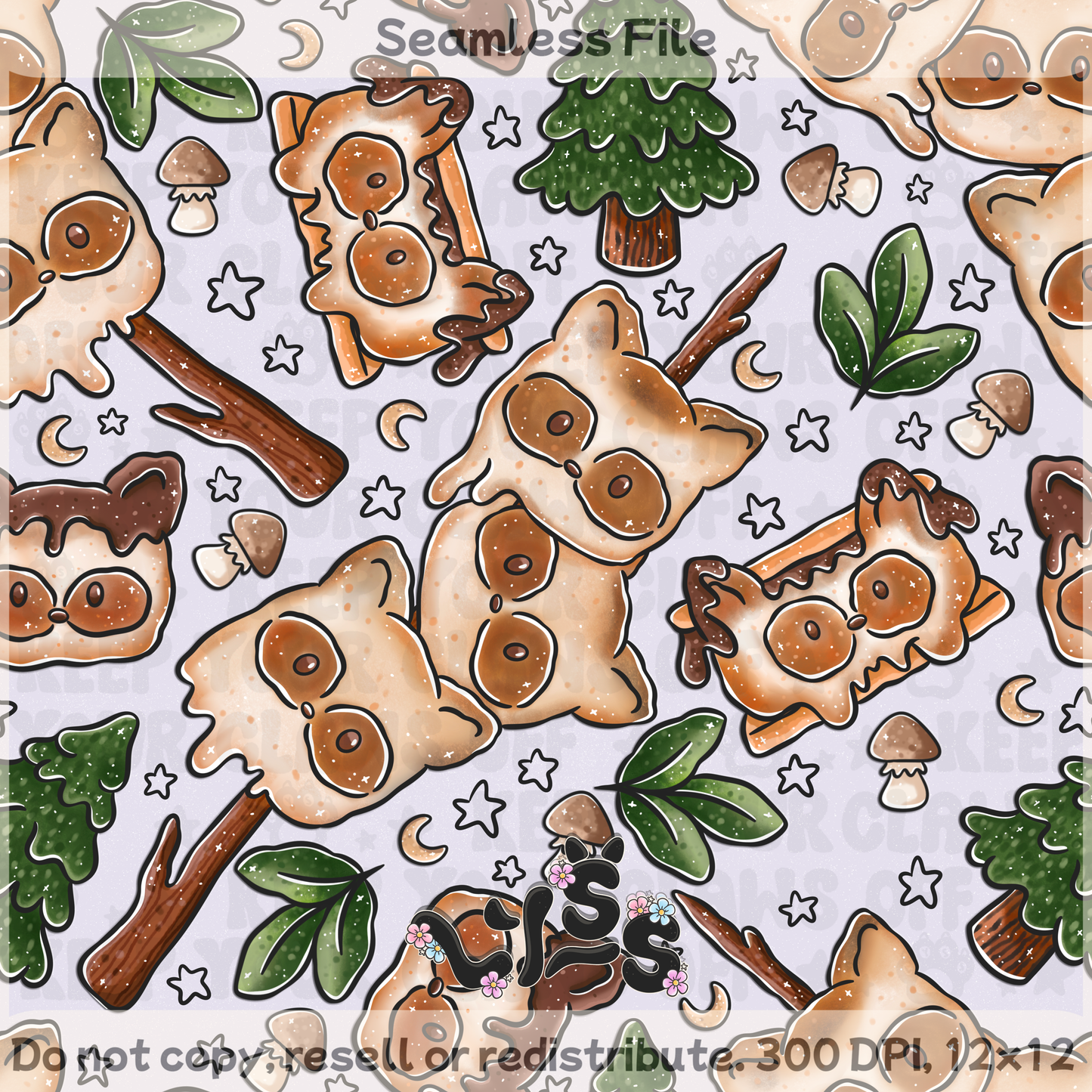 2025 - Lyss Doodles - Seamless - Smore Bandit - 25LD042