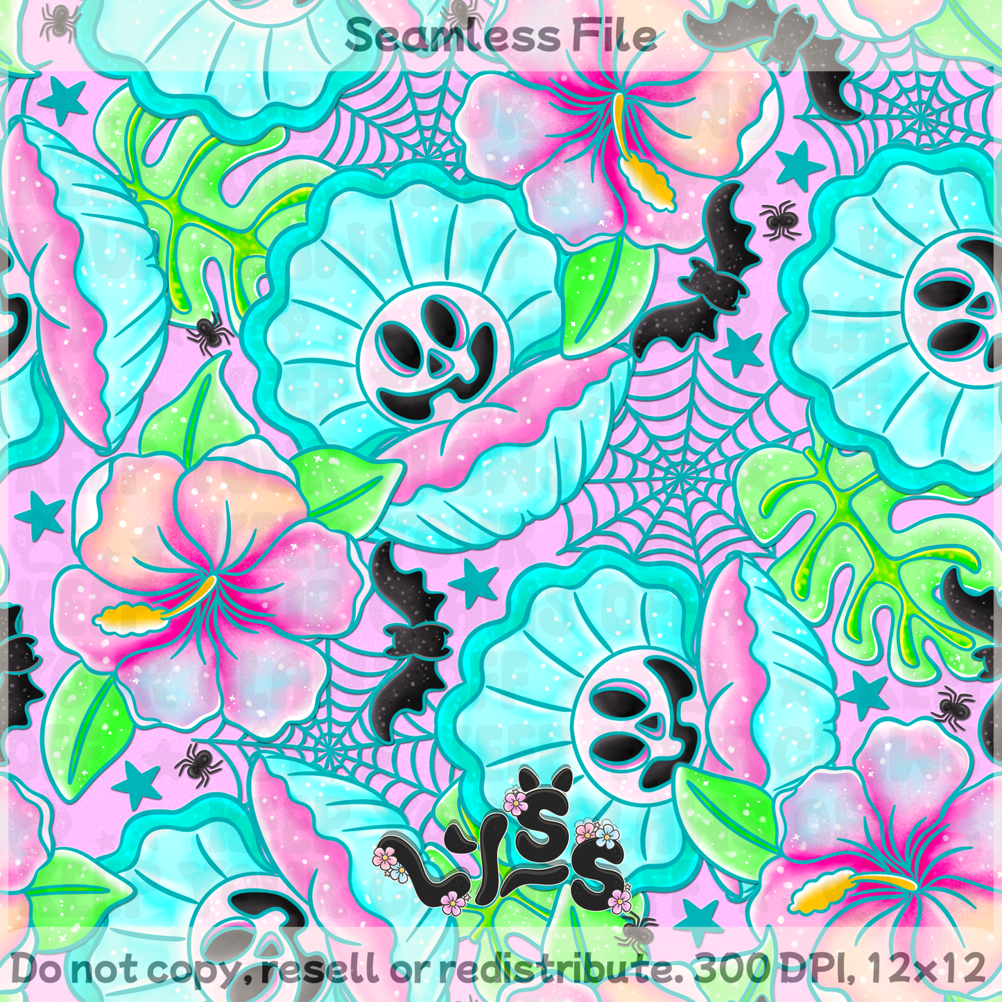 2025 - Lyss Doodles - Seamless - Spooky Tropical - 25LD035