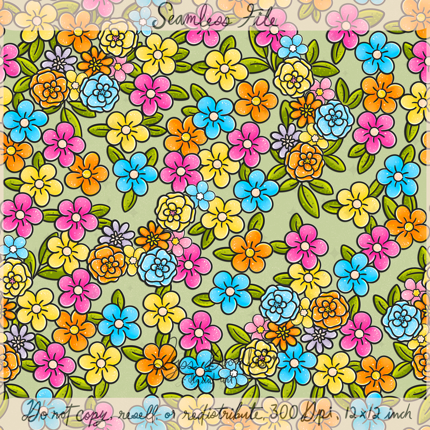 2025 - Lyss Doodles - Seamless - Mains - Springtime Hopper - 25LD015