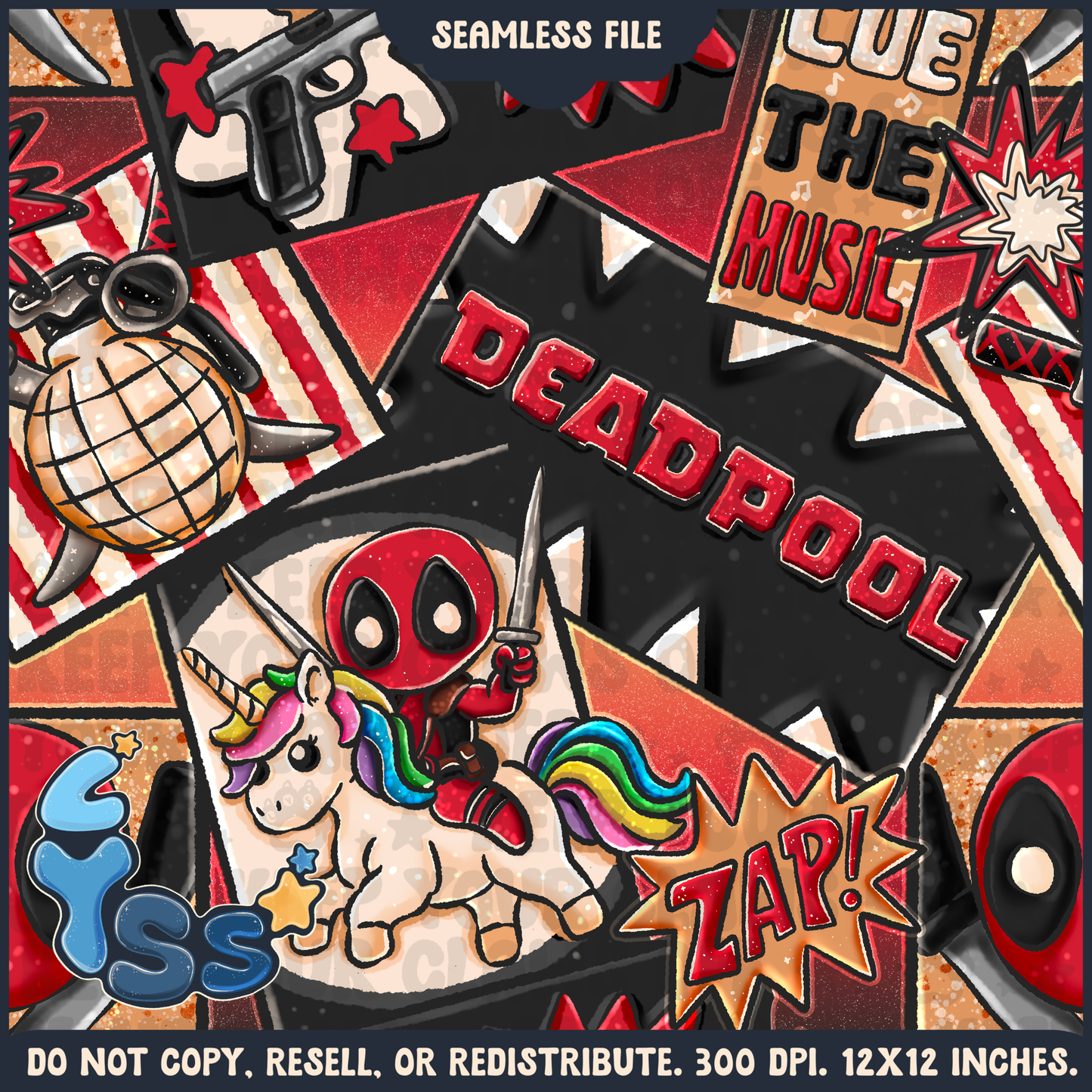 2024 - Lyss Doodles - Seamless - Mains - Superhero Collection - Funny Guy - 24LD088