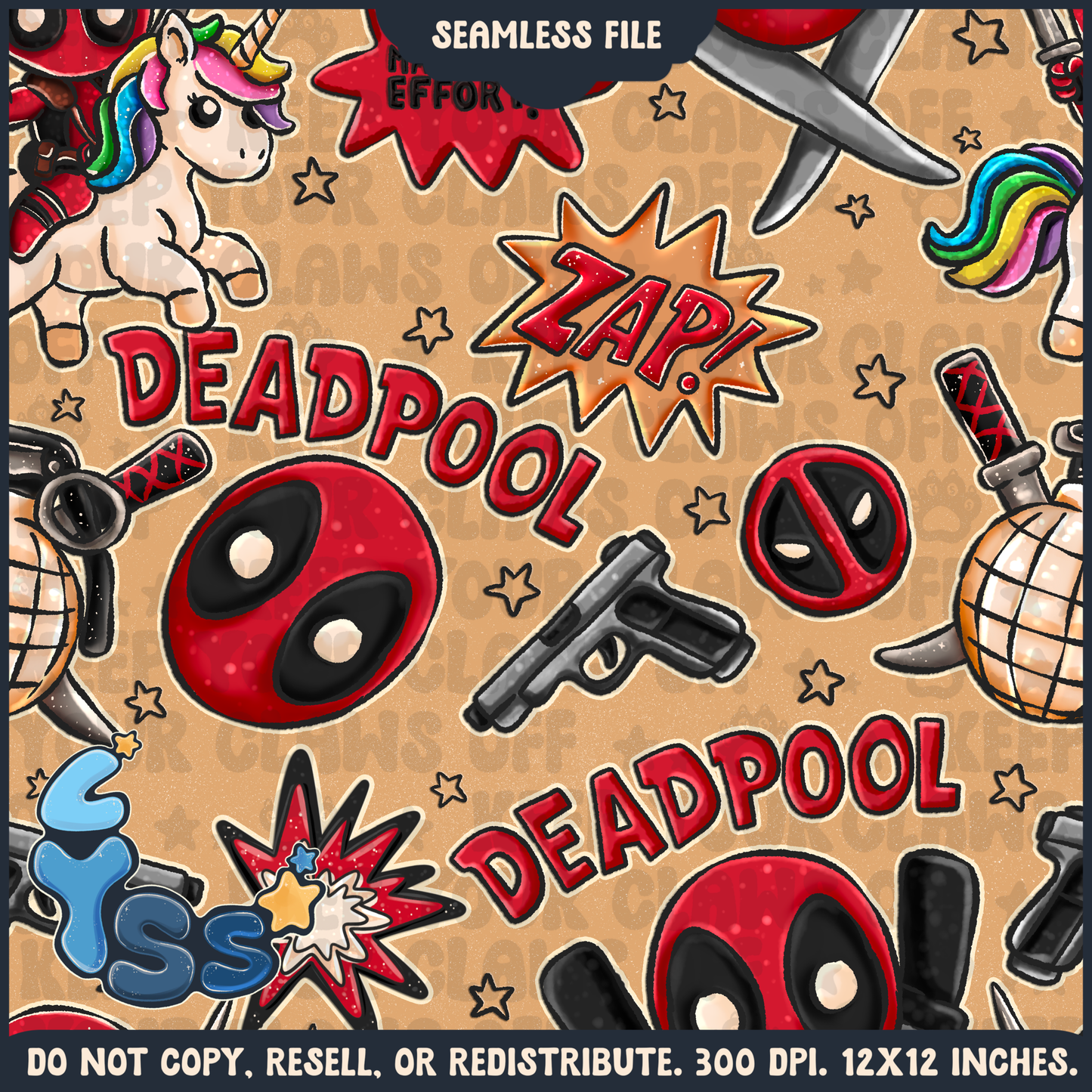 2024 - Lyss Doodles - Seamless - Mains - Superhero Collection - Funny Guy - 24LD088