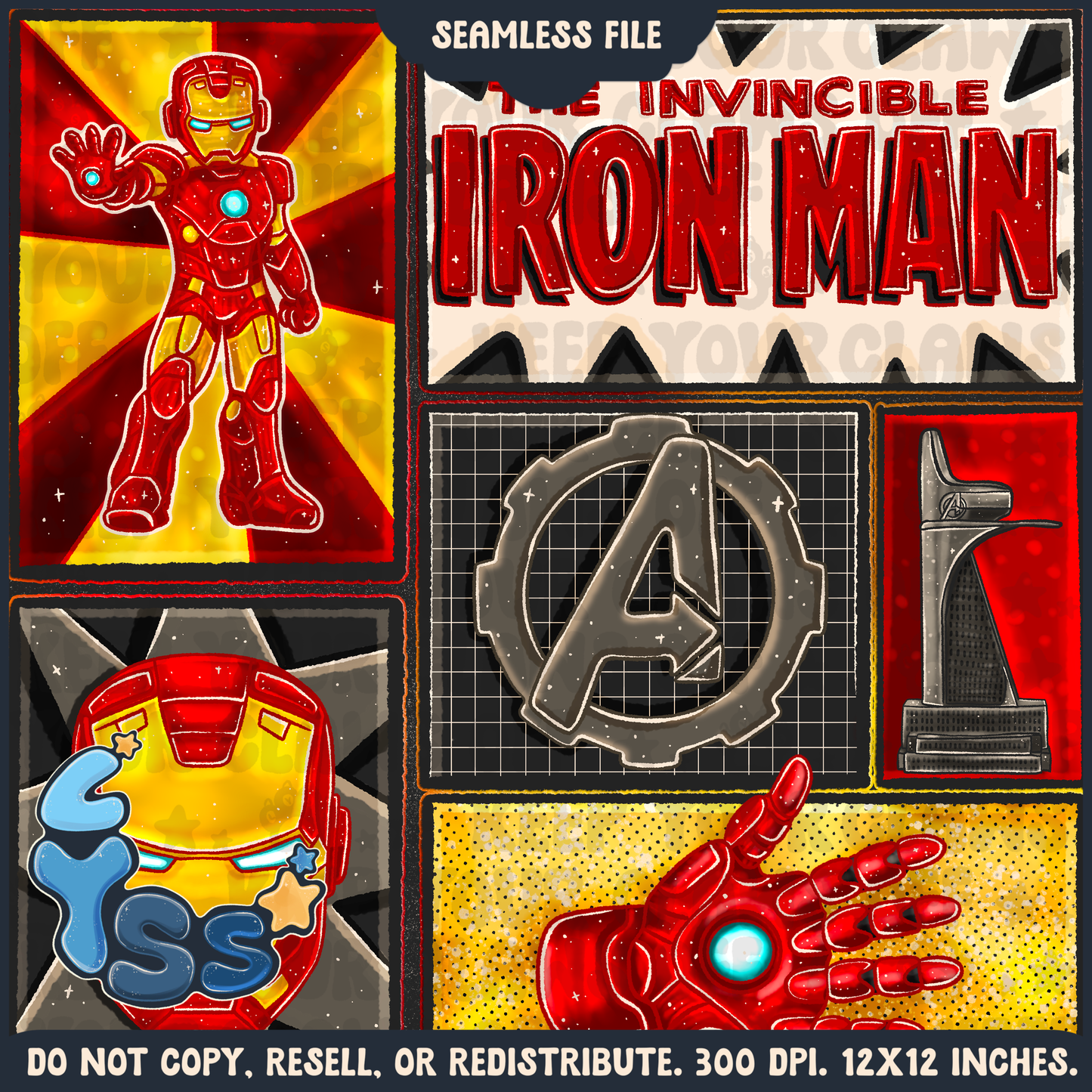 2024 - Lyss Doodles - Seamless - Mains - Superhero Collection - Invincible - 24LD090