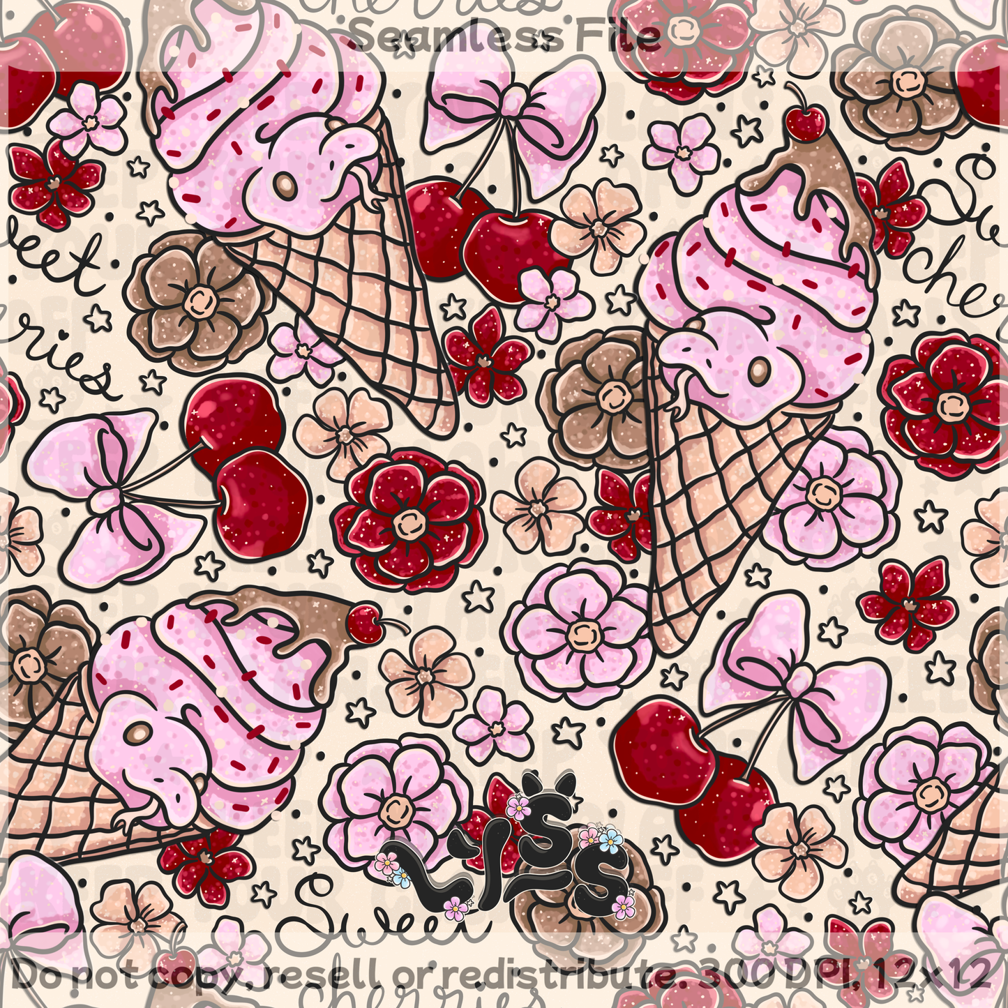 2025 - Lyss Doodles - Seamless - Sweet Cherry Scales - 25LD045