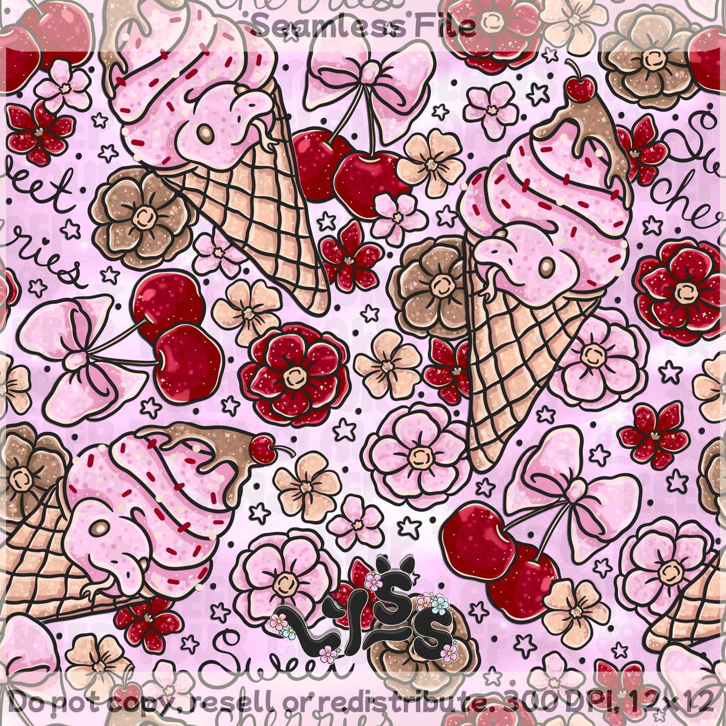 2025 - Lyss Doodles - Seamless - Sweet Cherry Scales - 25LD045