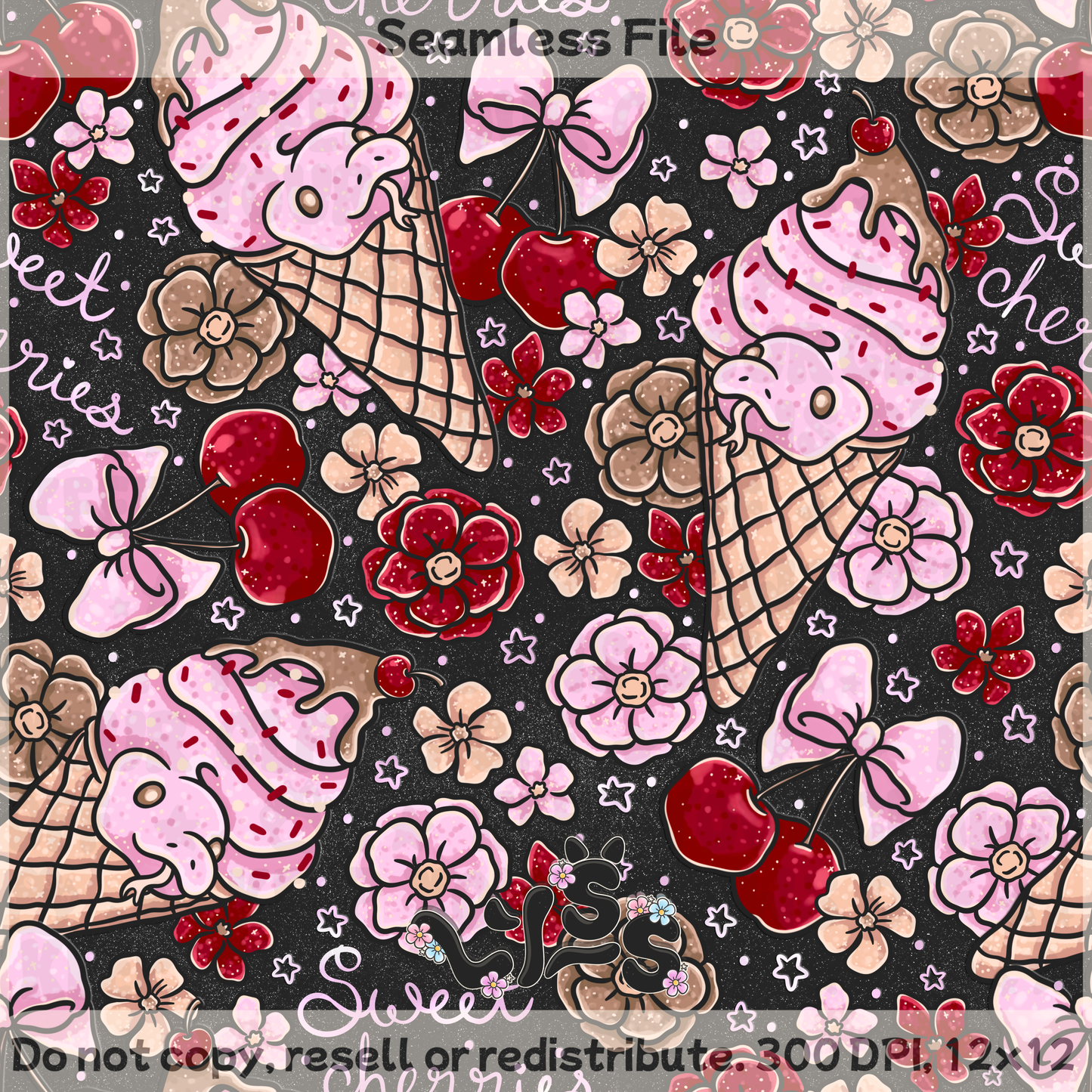 2025 - Lyss Doodles - Seamless - Sweet Cherry Scales - 25LD045