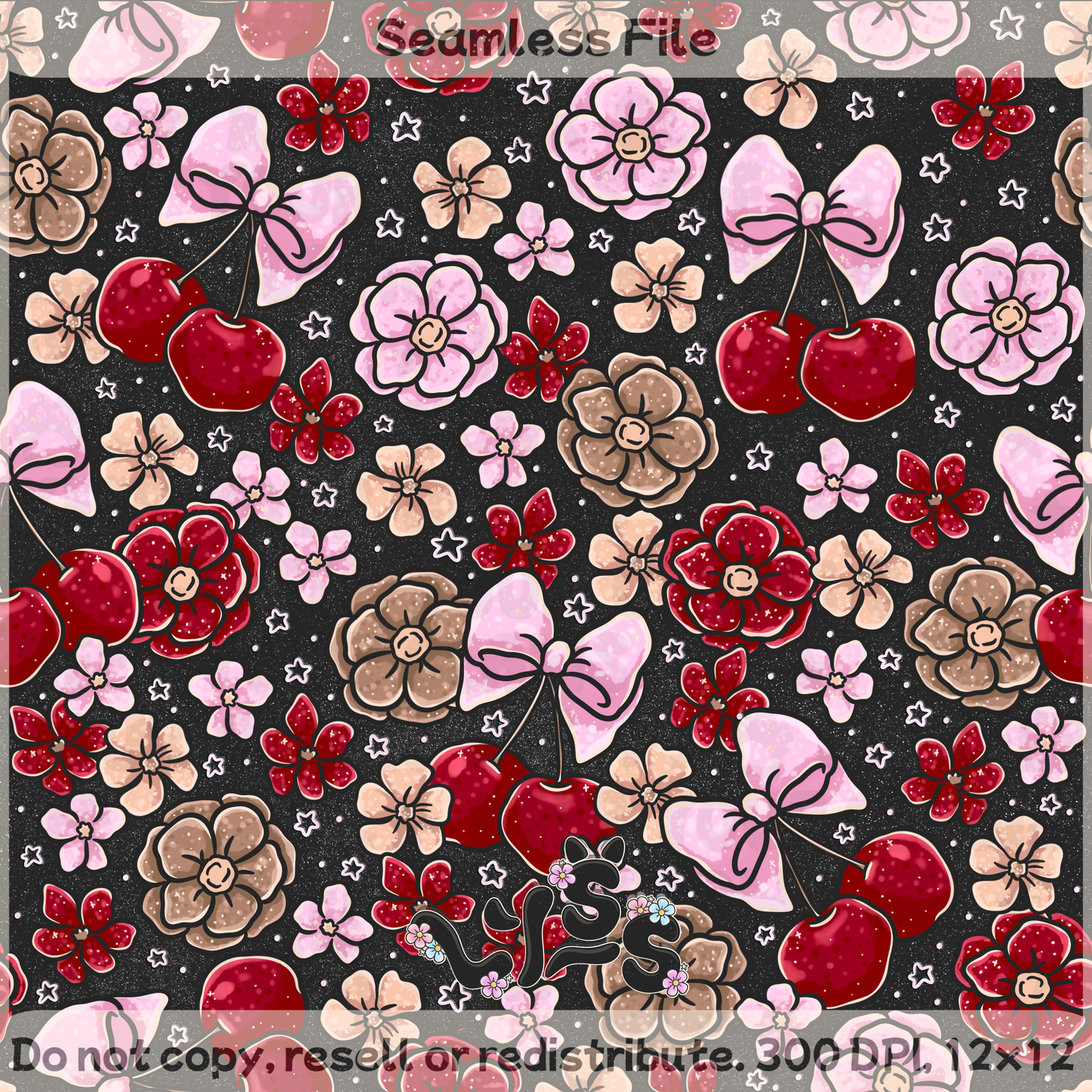 2025 - Lyss Doodles - Seamless - Sweet Cherry Scales - 25LD045