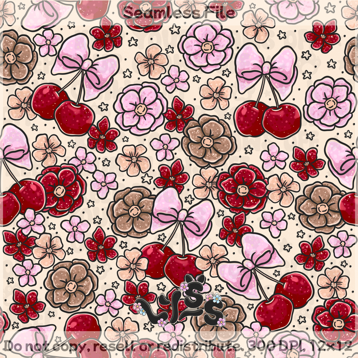 2025 - Lyss Doodles - Seamless - Sweet Cherry Scales - 25LD045