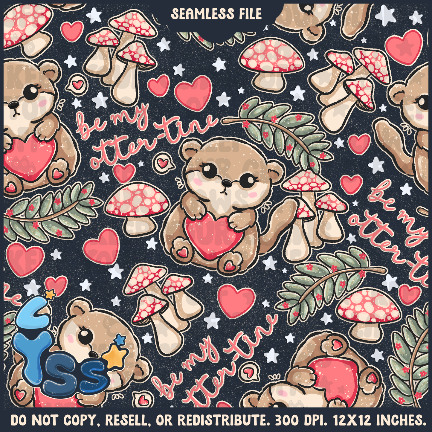 2024 - Lyss Doodles - Seamless - Mains - Woodland Valentine Animals - 24LD083