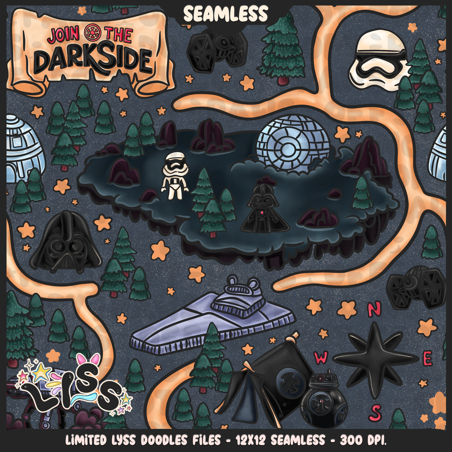 2024 - Lyss Doodles - Seamless - Mains - May Fourth Event - Sith Adventure - 24LD045
