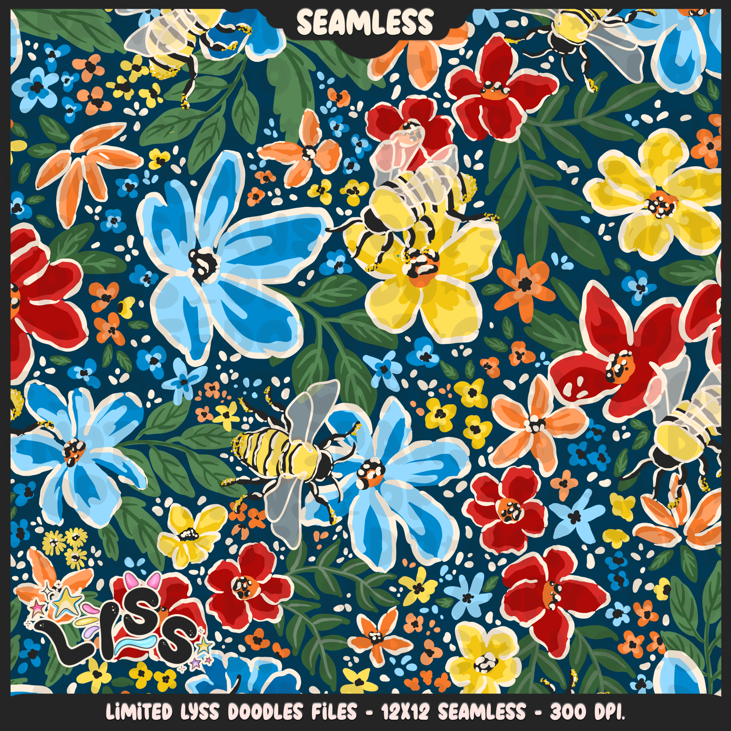 2023 - Lyss Doodles - Seamless - Mains - Floral - 23LD028