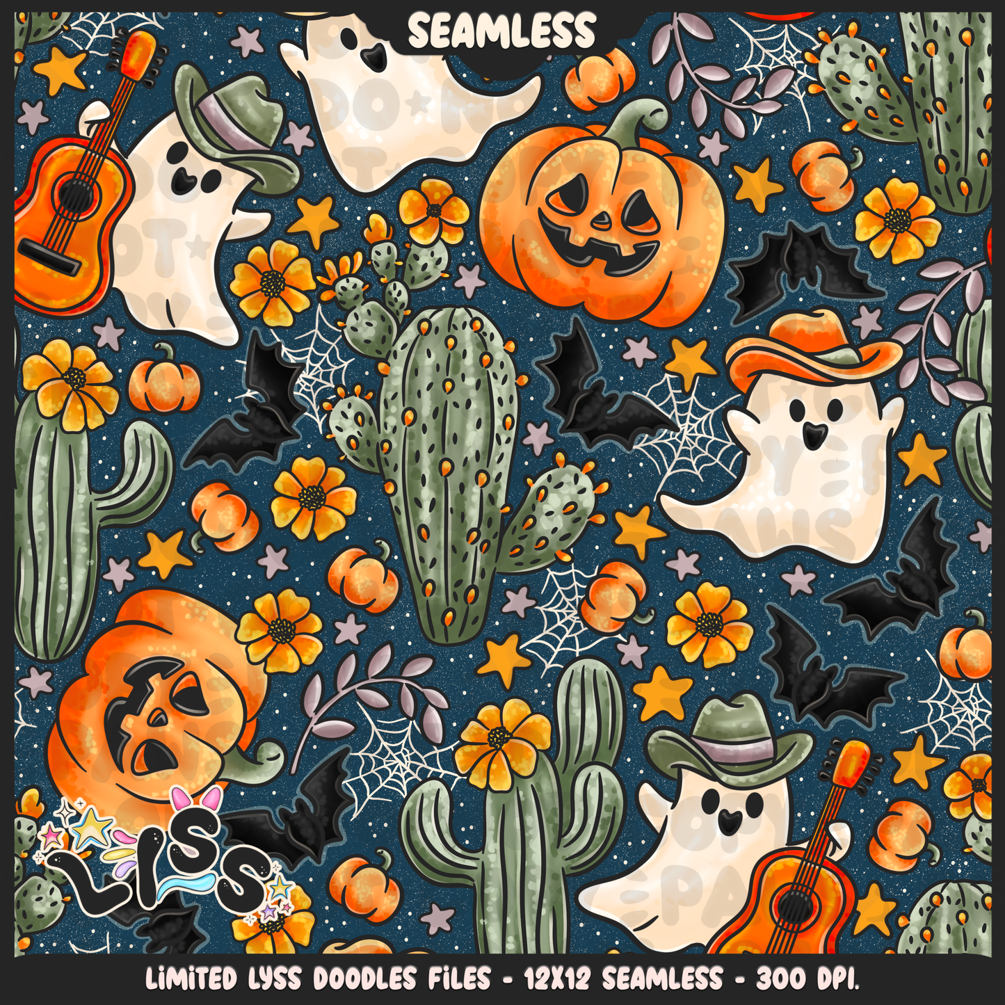 2024 - Lyss Doodles - Seamless - Mains - Western Halloween - 24LD049
