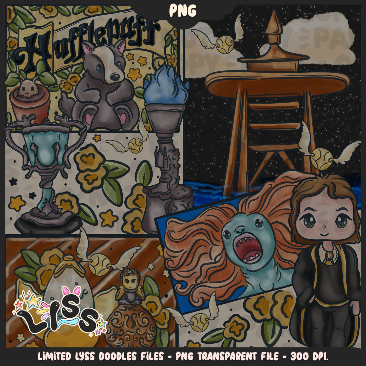 2024 - Lyss Doodles - PNG Files - HP Pride - Huffle - 24LD032