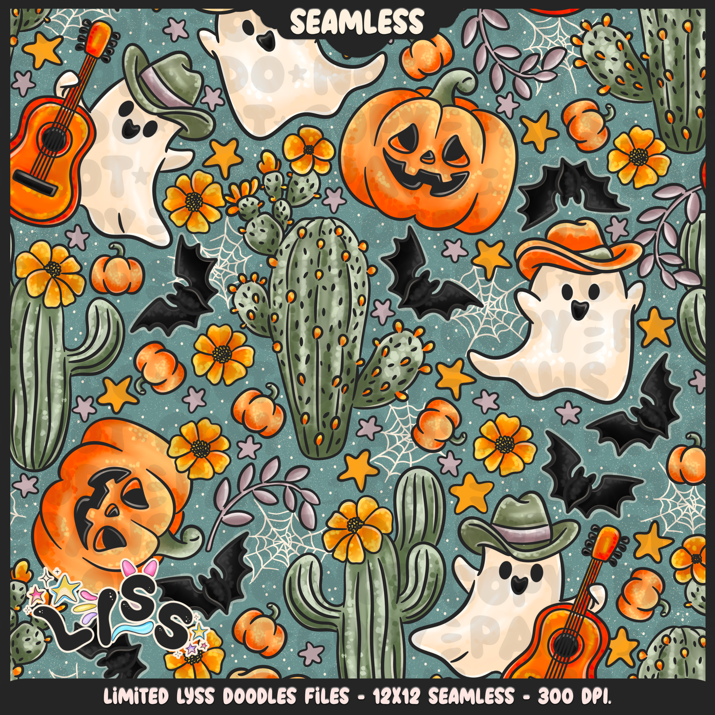 2024 - Lyss Doodles - Seamless - Mains - Western Halloween - 24LD049