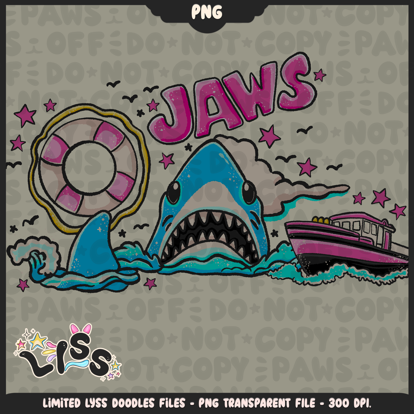 2024 - Lyss Doodles - PNG Files - Shark Ocean - 24LD068