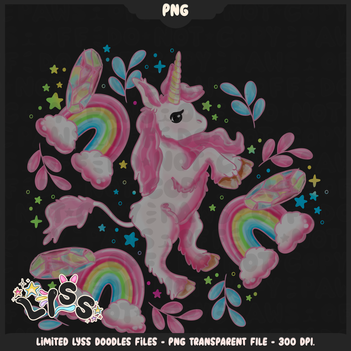 2024 - Lyss Doodles - PNG Files - Mythical Unicorns - 24LD032