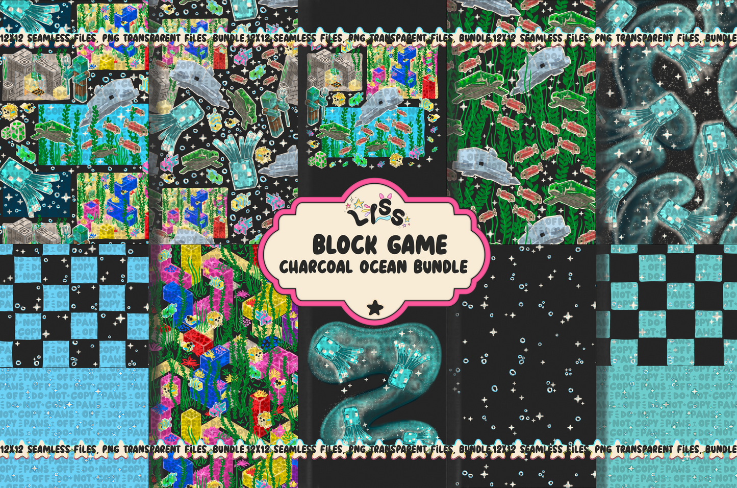 2023 - Lyss Doodles - BUNDLES - Block Game - Ocean - 23LD021