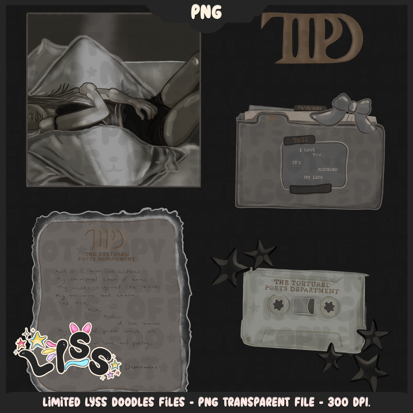 2024 - Lyss Doodles - PNG Files - Tay Collab - TTPD - 24LD021