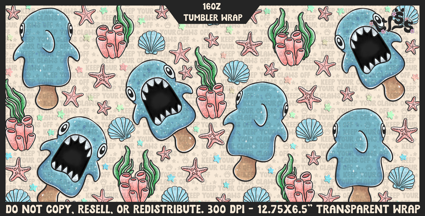 2025 - Lyss Doodles - Tumbler Wrap Files - Icy Sharks - 25LD043 - 16OZ Tumbler Wrap