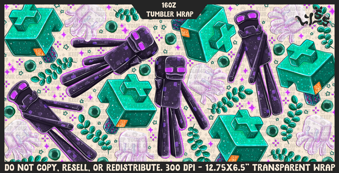 2025 - Lyss Doodles - Tumbler Wrap Files - Warped Forest - Nether - 25LD031 - 16OZ Wrap