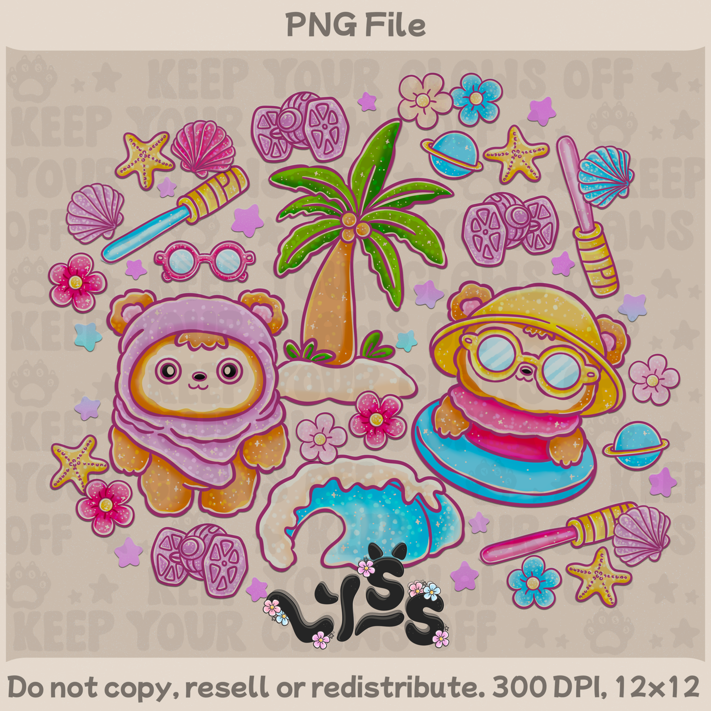 2025 - Lyss Doodles - PNG Files - Summer Ewoks - 25LD024