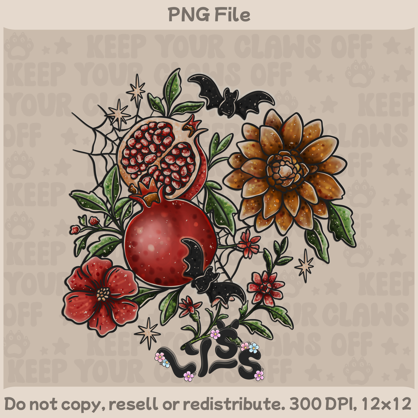 2025 - Lyss Doodles - PNG Files - Midnight Pomegranate - 25LD047