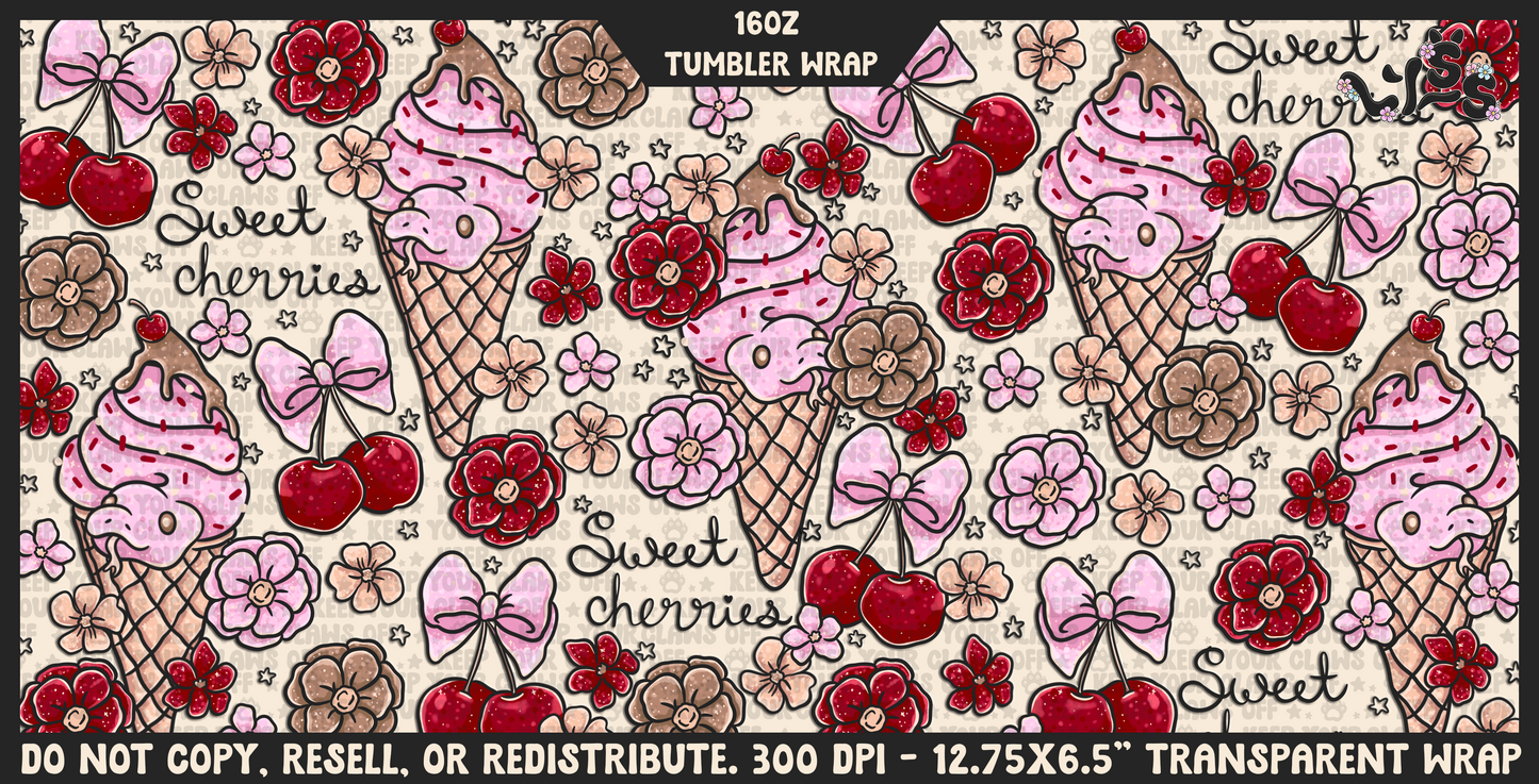 2025 - Lyss Doodles - Tumbler Wrap Files - Sweet Cherry Scales - 25LD045 - 16OZ Tumbler Wrap