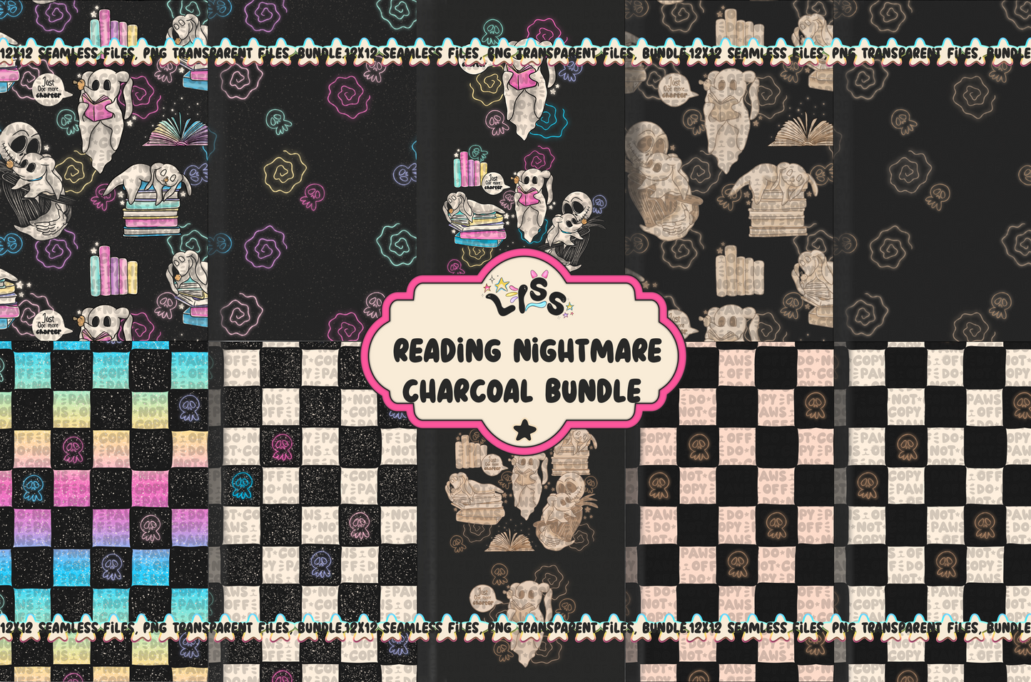 2024 - Lyss Doodles - Seamless - Mains - Reading Nightmare - 24LD017