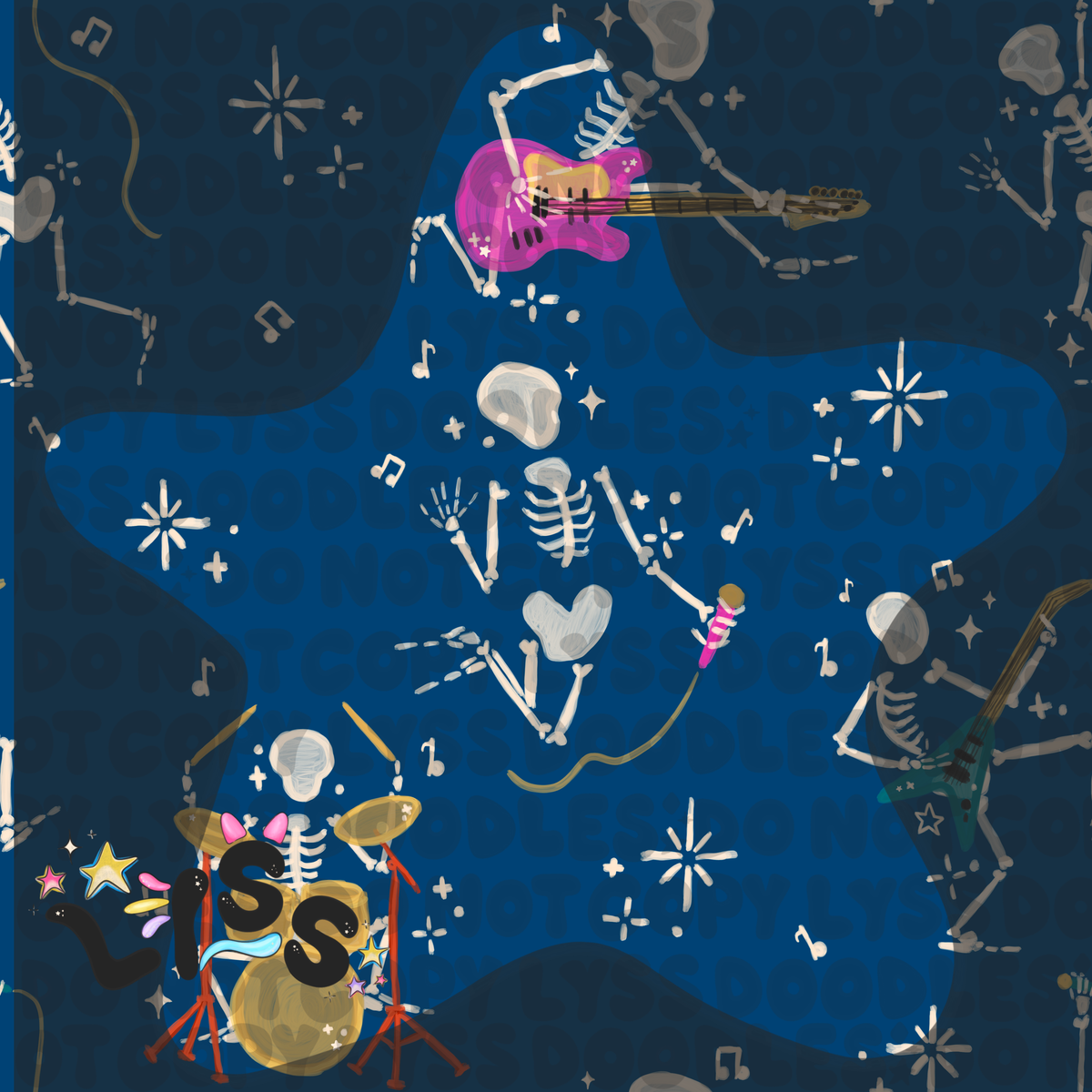 2023 - Lyss Doodles - Seamless - Mains - Skelly Collection - Rocker - 23LD003