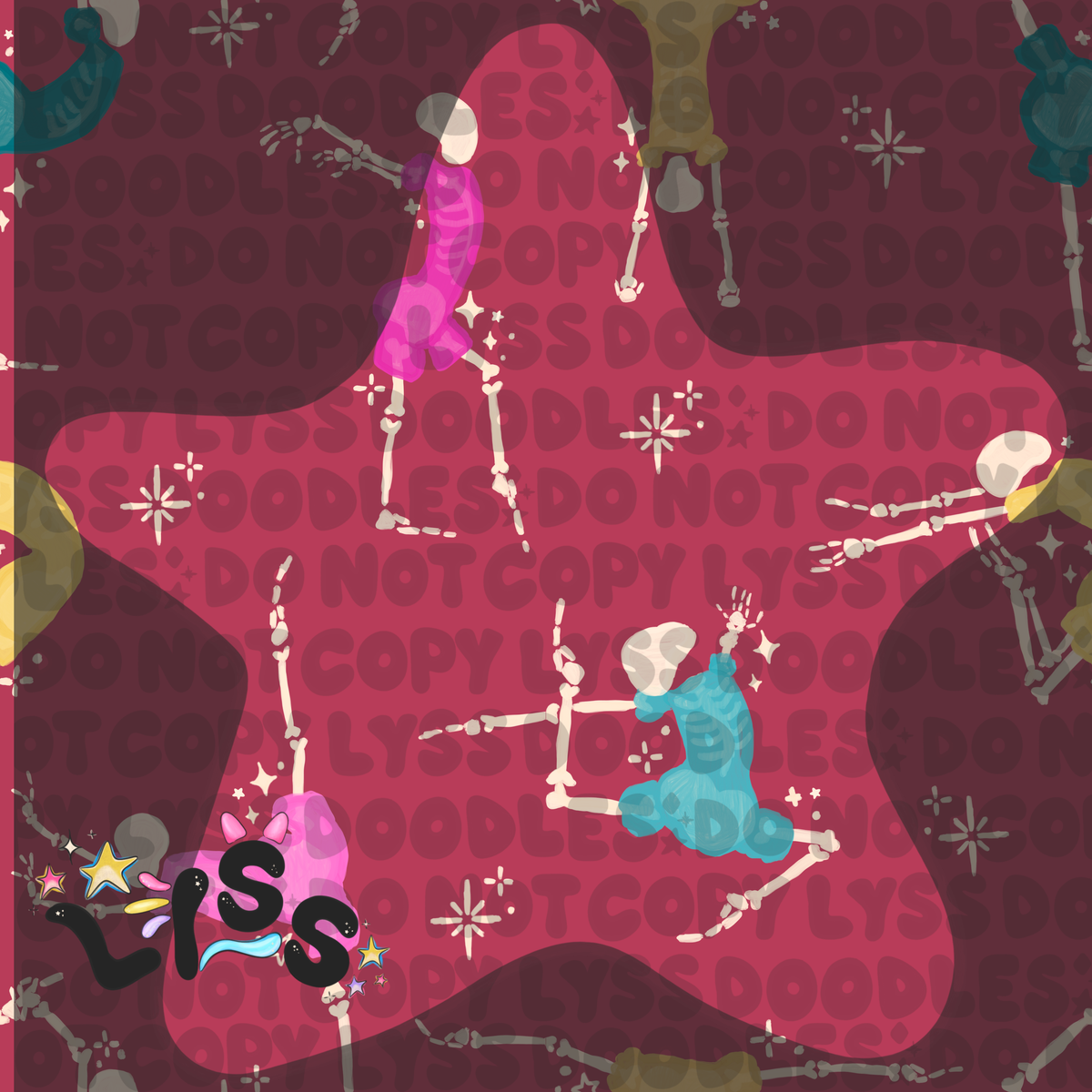 2023 - Lyss Doodles - Seamless - Mains - Skelly Collection - Gymnastics - 23LD003
