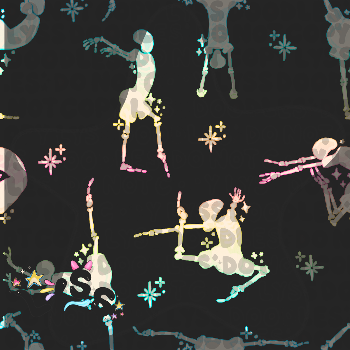 2023 - Lyss Doodles - Seamless - Mains - Skelly Collection - Gymnastics - 23LD003