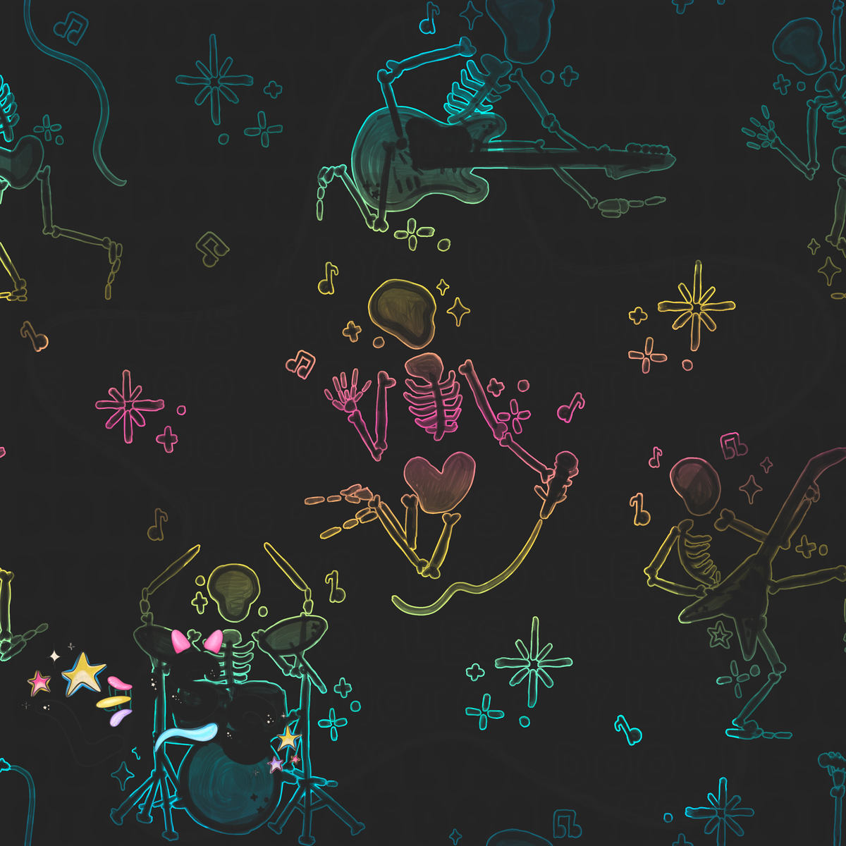 2023 - Lyss Doodles - Seamless - Mains - Skelly Collection - Rocker - 23LD003
