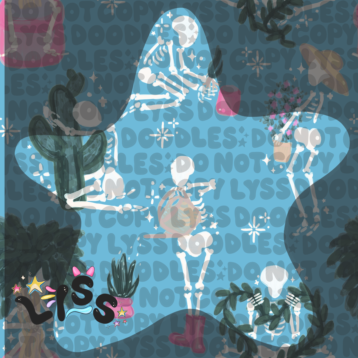 2023 - Lyss Doodles - Seamless - Mains - Skelly Collection - Plants - 23LD003