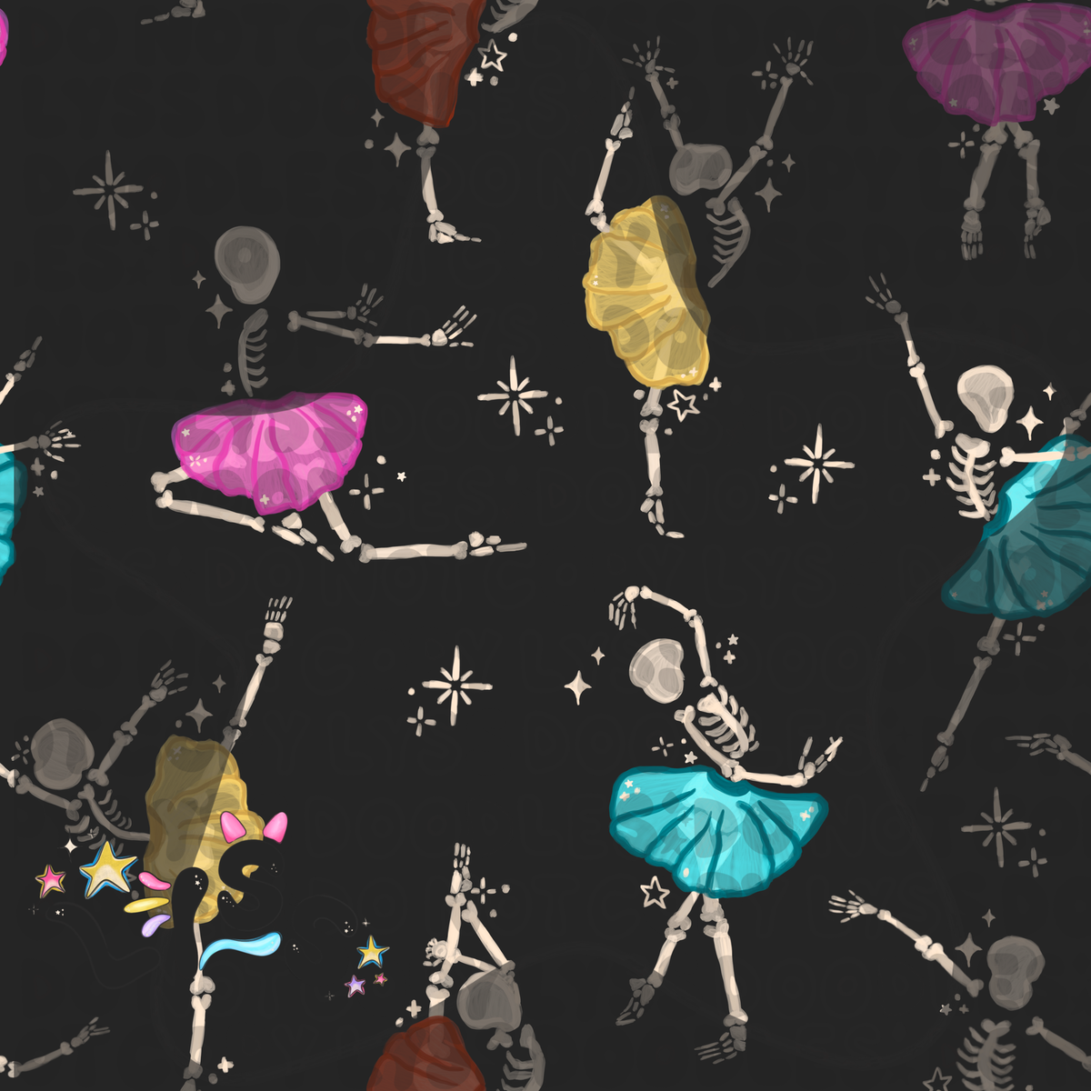 2023 - Lyss Doodles - Seamless - Mains - Skelly Collection - Ballerinas - 23LD003