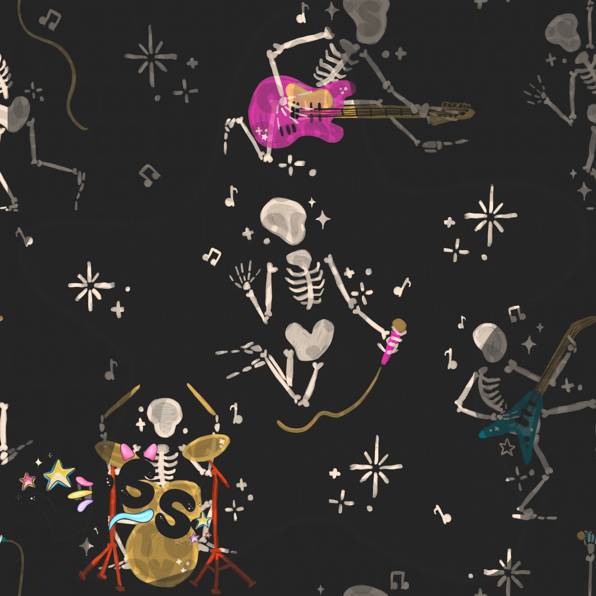 2023 - Lyss Doodles - Seamless - Mains - Skelly Collection - Rocker - 23LD003