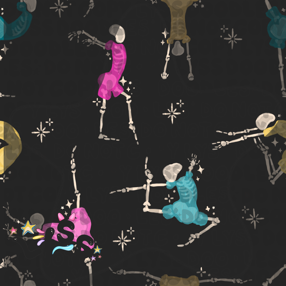 2023 - Lyss Doodles - Seamless - Mains - Skelly Collection - Gymnastics - 23LD003
