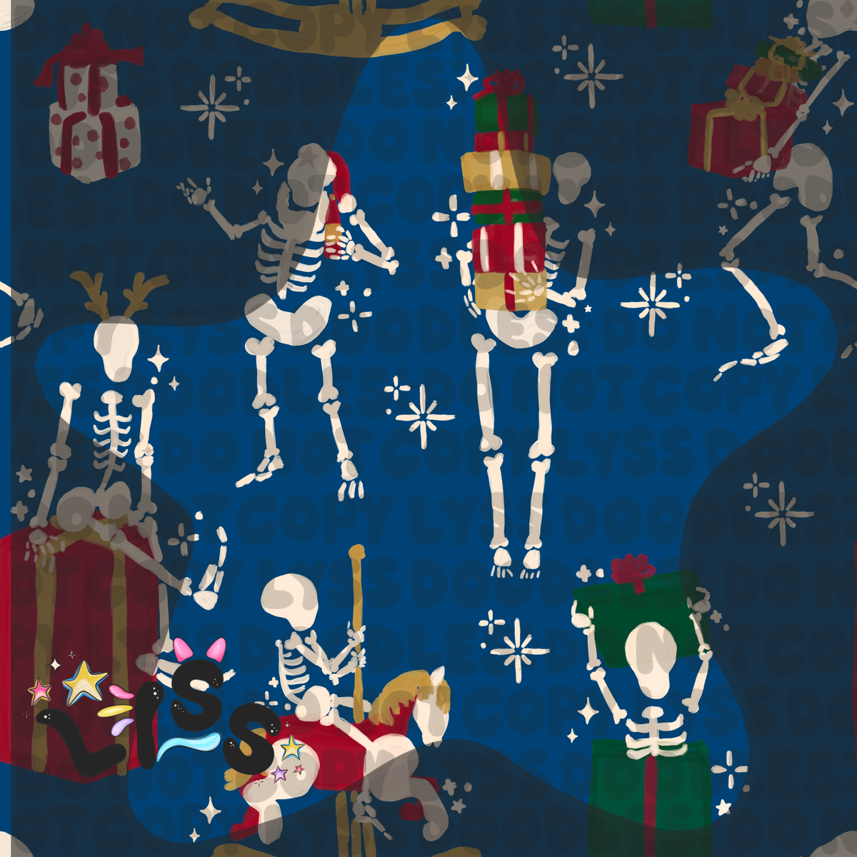 2023 - Lyss Doodles - Seamless - Mains - Skelly Collection - Christmas - 23LD003