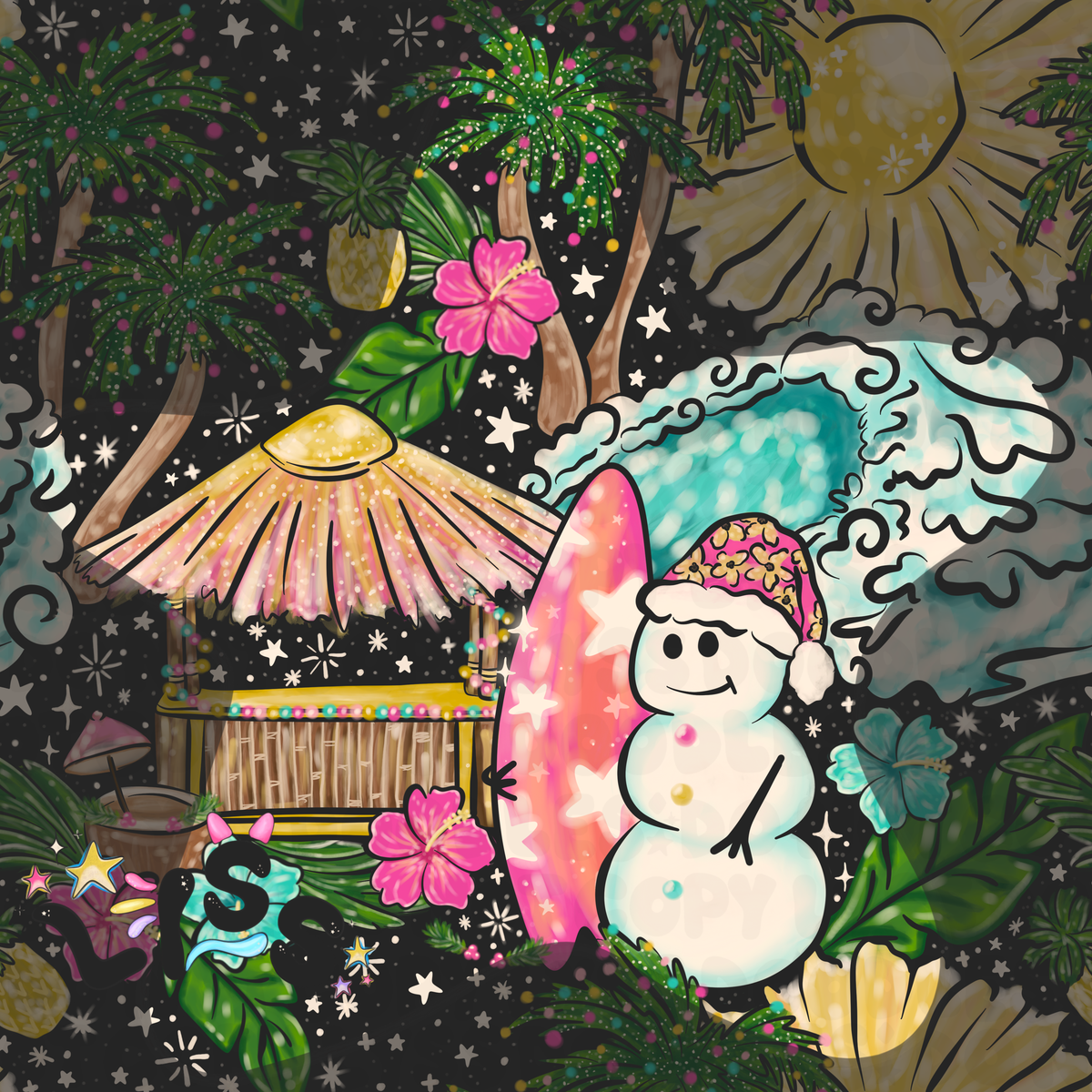2023 - Lyss Doodles - Seamless - Mains - Winter Ocean - 23LD004