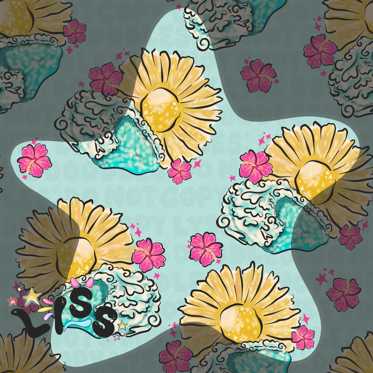 2023 - Lyss Doodles - Seamless - Mains - Winter Ocean - 23LD004