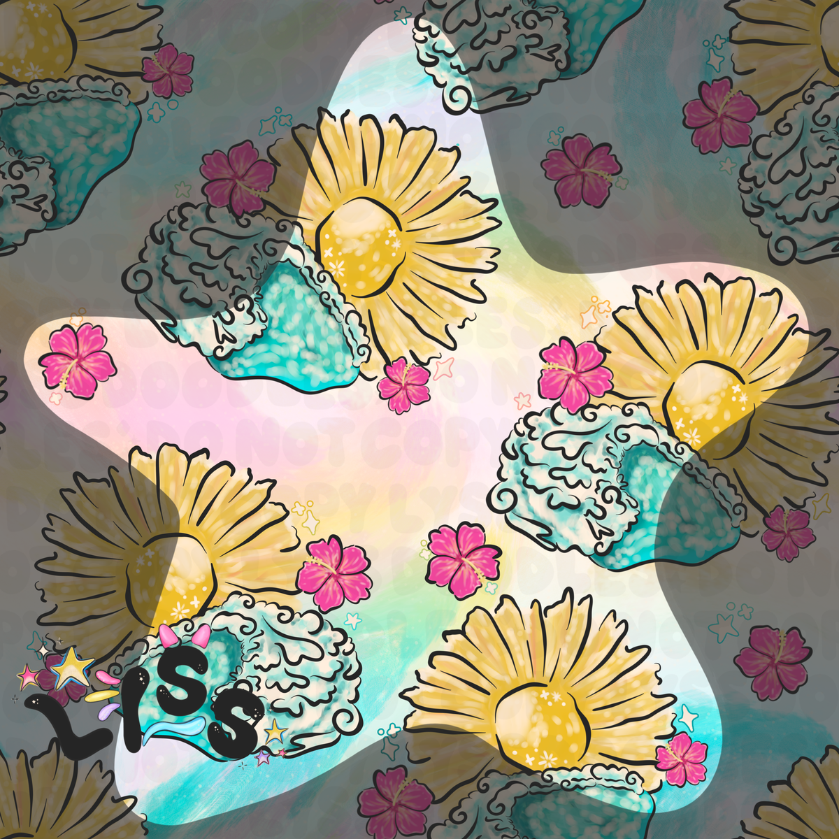 2023 - Lyss Doodles - Seamless - Mains - Winter Ocean - 23LD004