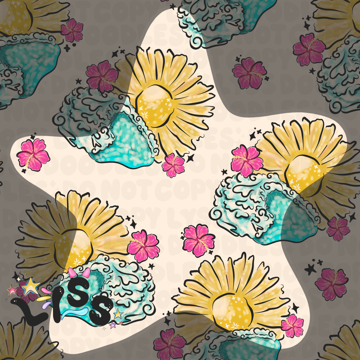2023 - Lyss Doodles - Seamless - Mains - Winter Ocean - 23LD004